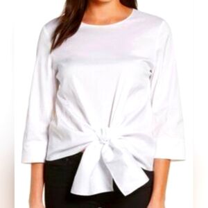 NWT Halogen White Tie Front Blouse, Size XS